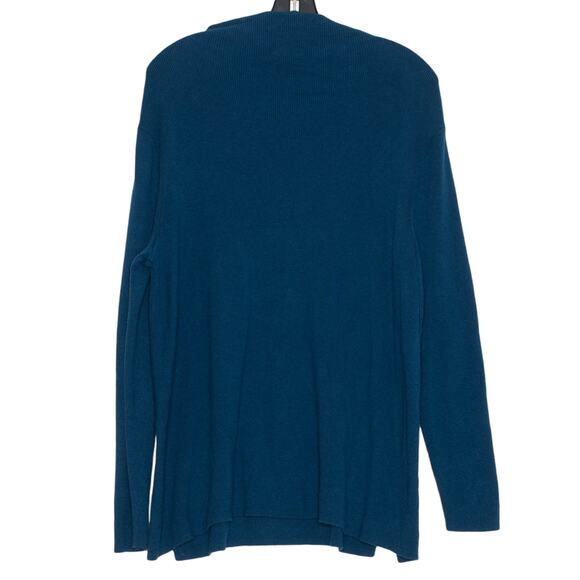 J Jill Sweater Mock Neck Minimalist Cozy Boho Athleisure Normcore Blue Large - Picture 2 of 6